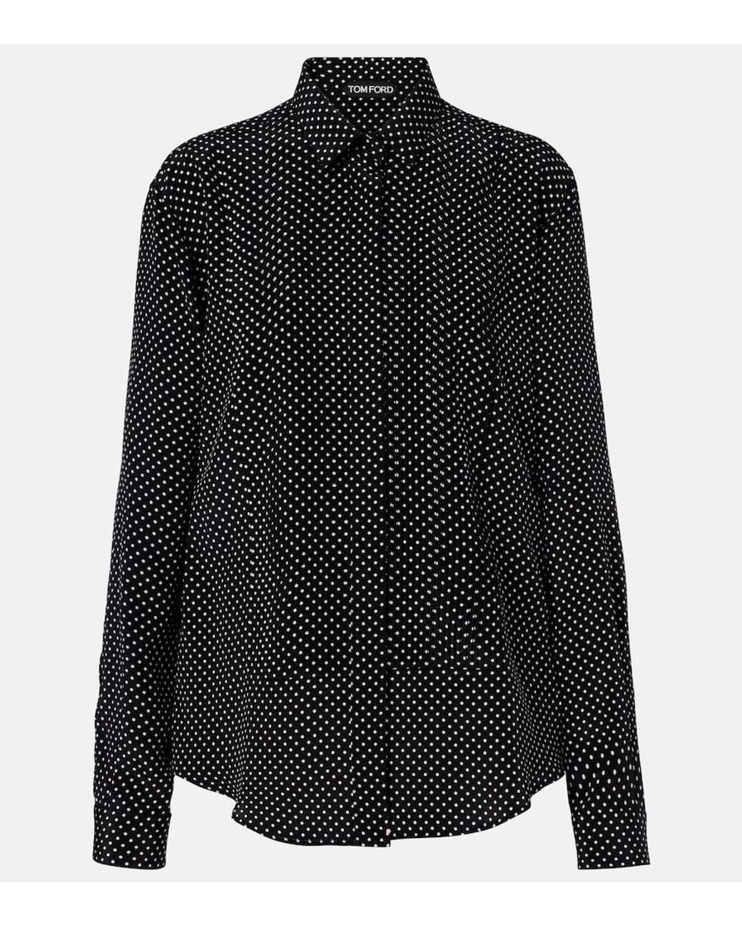 Tom Ford Black Polka-Dot Silk Shirt