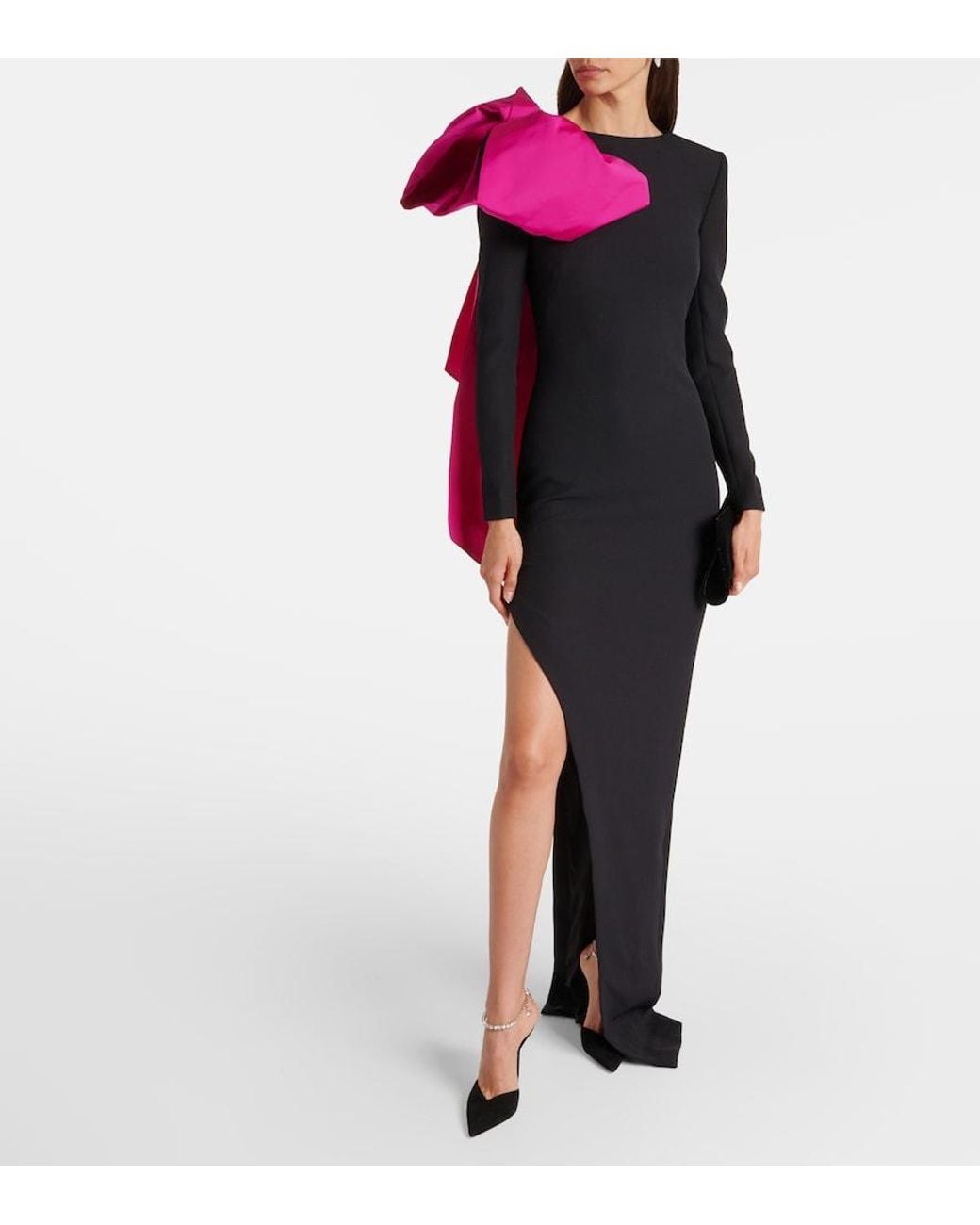 Safiyaa Multicolor Ines Bow-Detail Faille Gown
