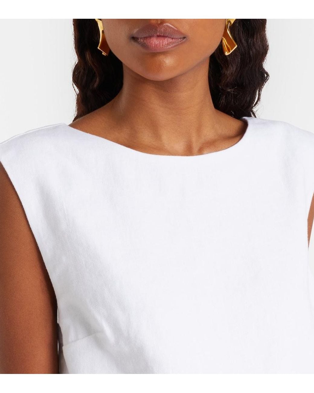 Posse White Martina Cropped Linen Top