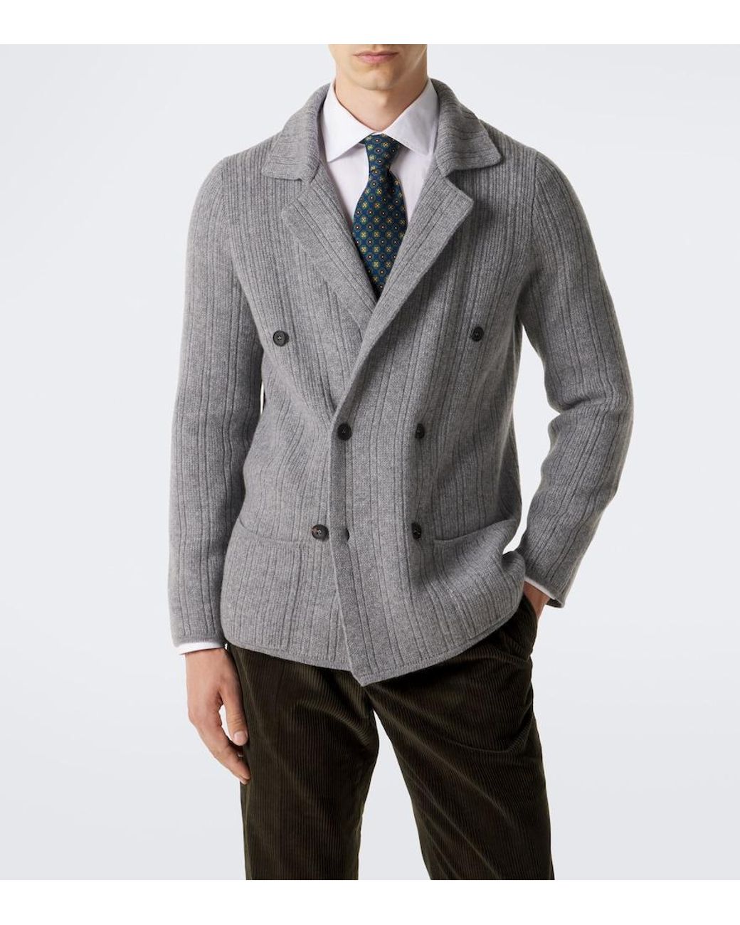 Rubinacci Gray Cashmere Cardigan for men