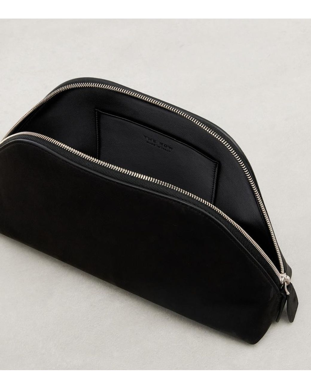 The Row Black Devon Suede Clutch