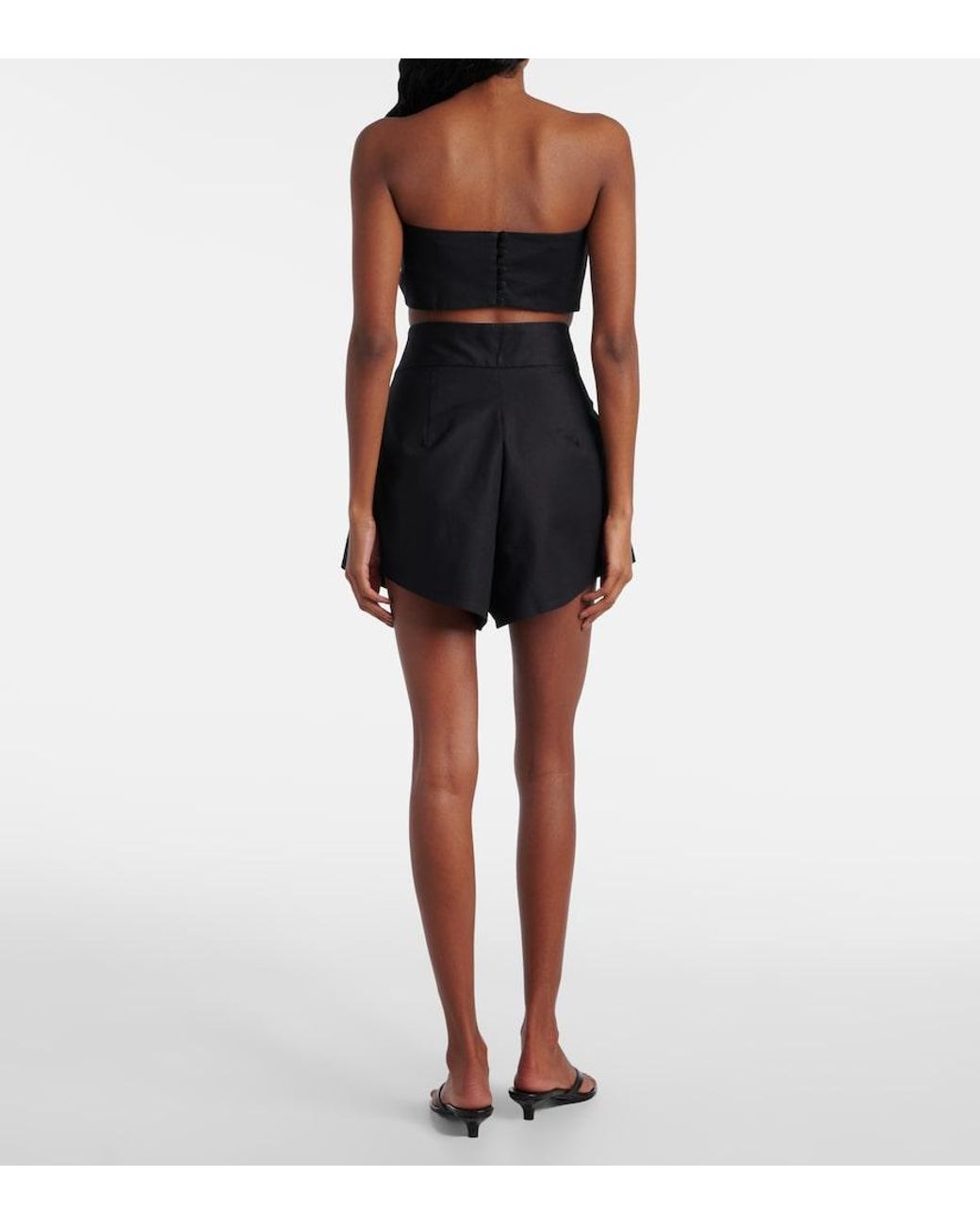 Adriana Degreas Black Embellished Cotton-Blend Bandeau Top