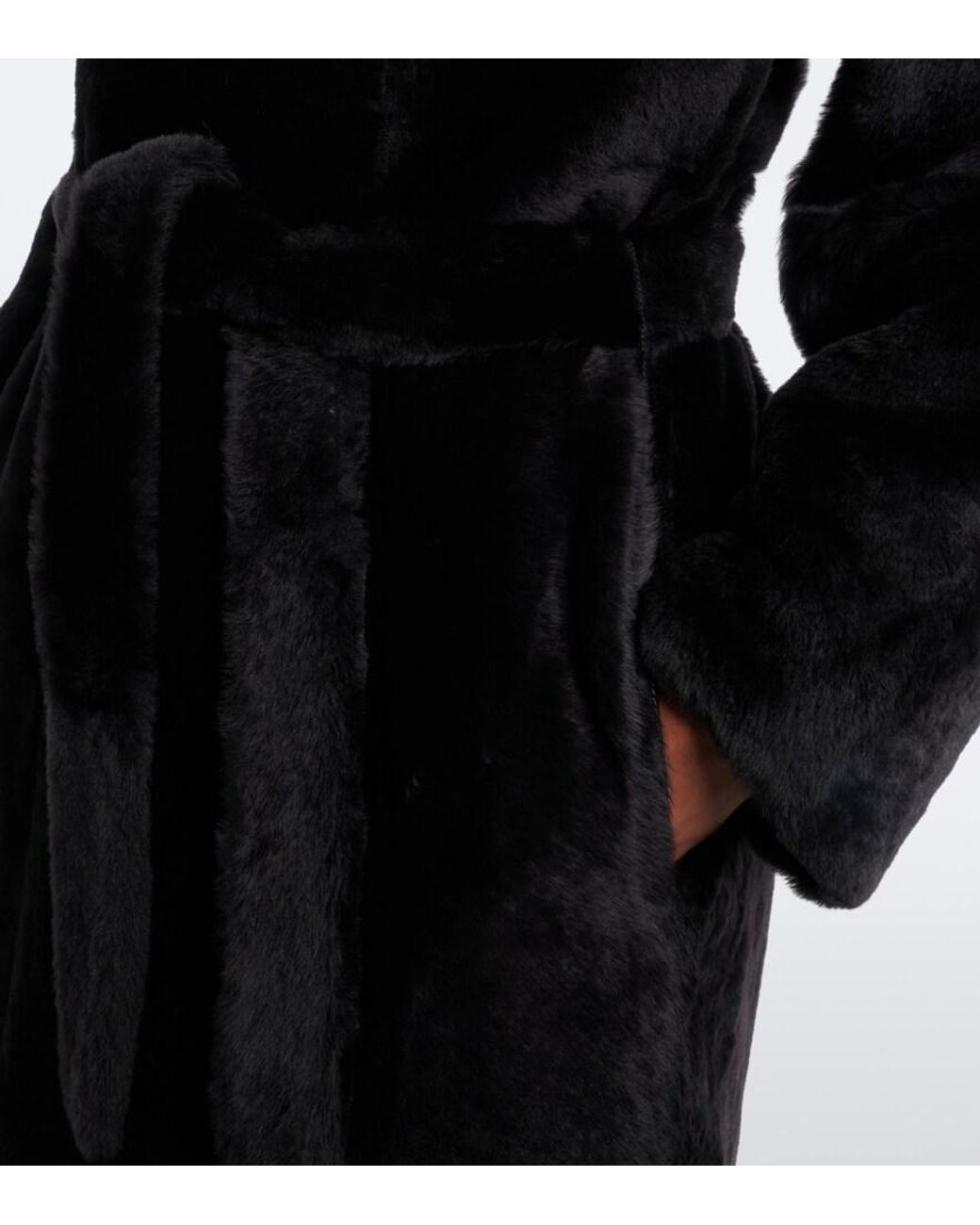 Yves Salomon Black Reversible Shearling And Leather Coat