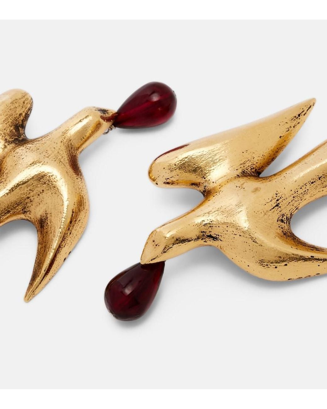 Saint Laurent Metallic Dove Embellished Drop Earrings