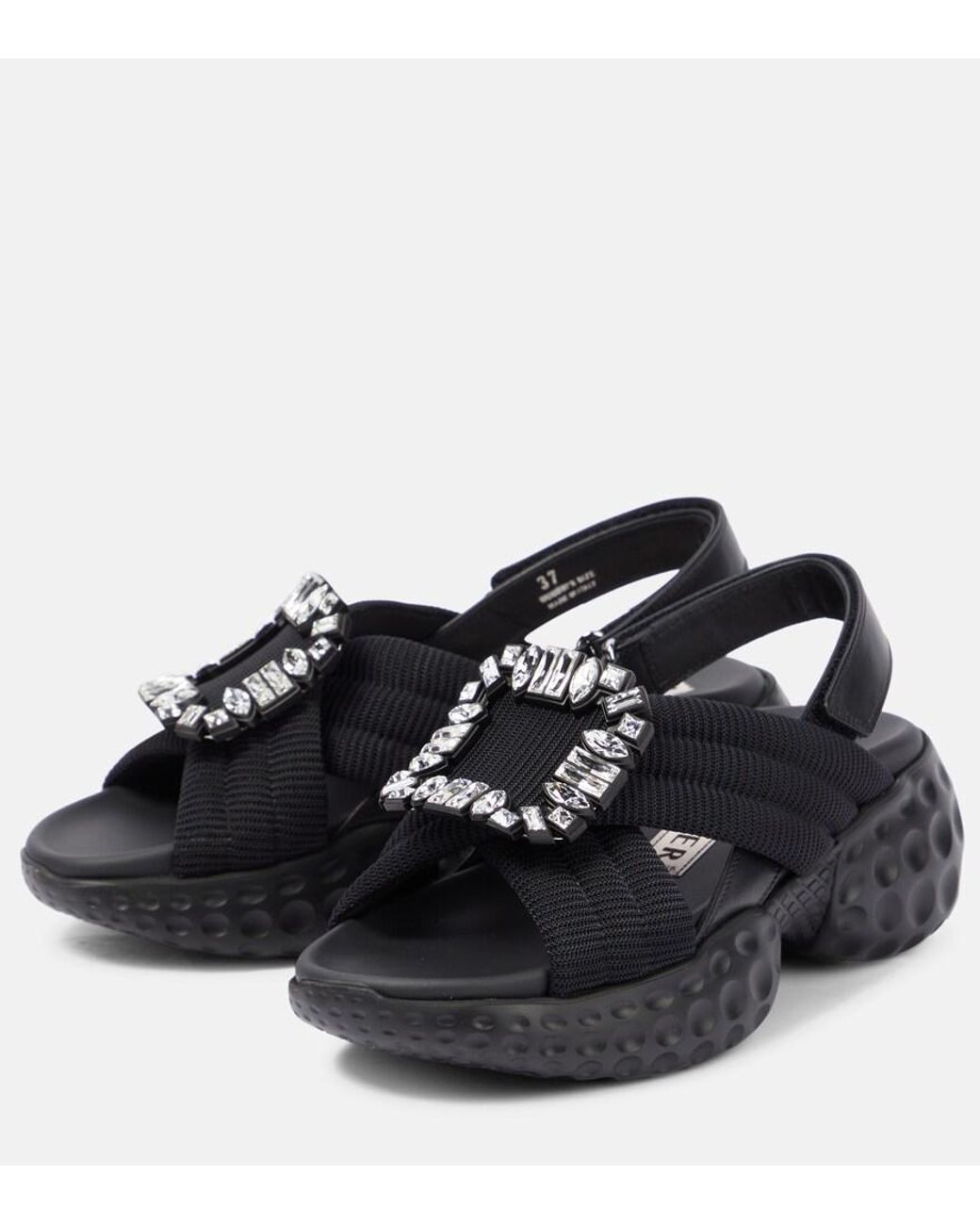 Roger Vivier Black Viv' Run Light Sandals