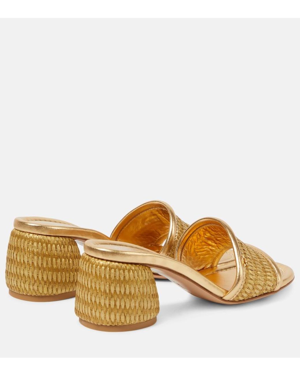 Gianvito Rossi Yellow Marbella Leather-Trimmed Sandals