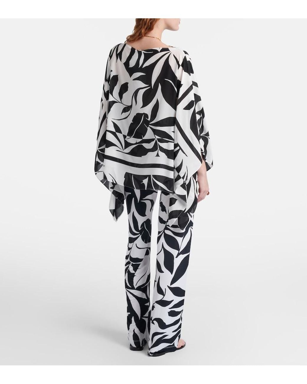 Max Mara White Abate Printed Wide-Leg Pants