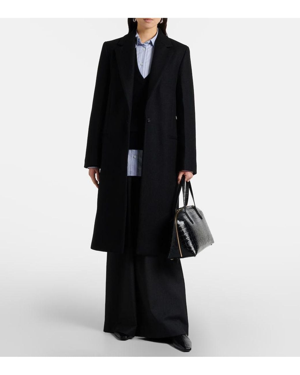 Totême Black Wool-Blend Coat