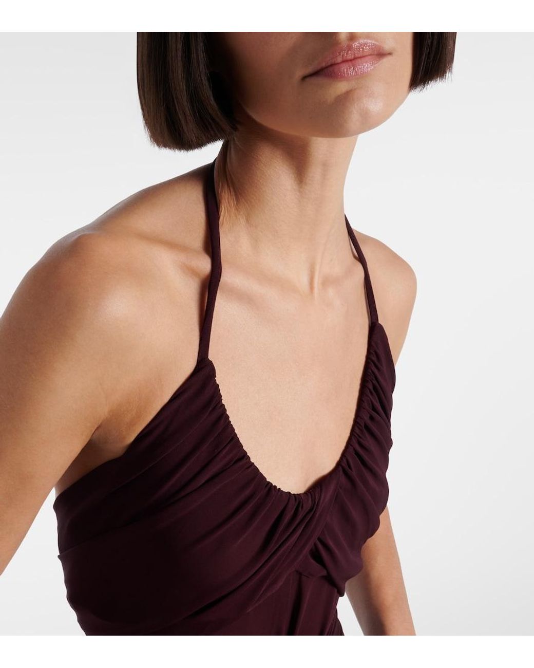 Alaïa Purple Draped Halterneck Jersey Maxi Dress
