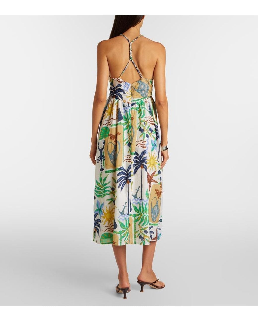 Velvet White Leyla Printed Cotton Midi Dress