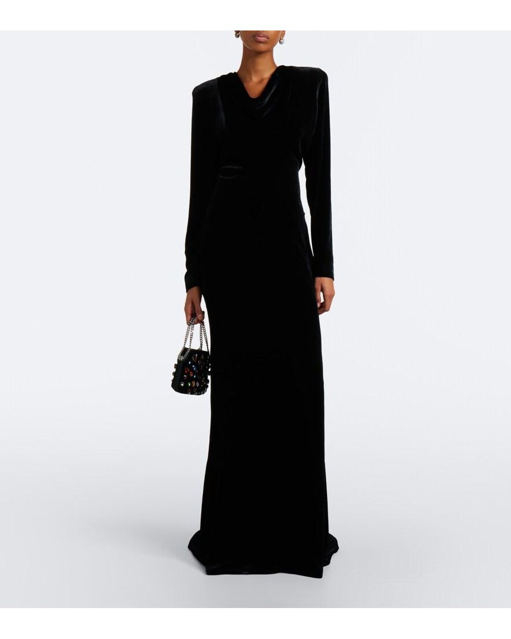 Stella McCartney Black Draped Velvet Gown