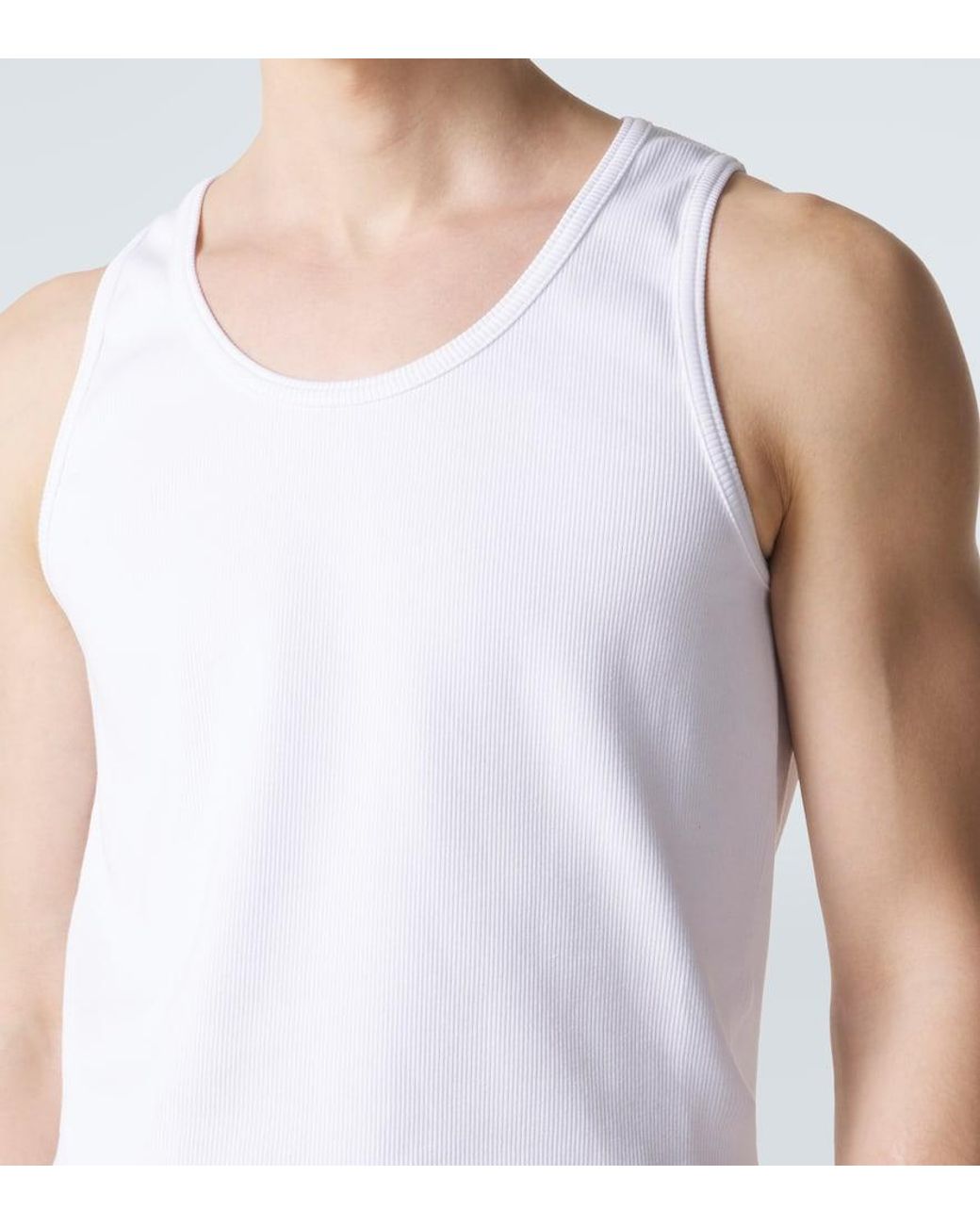Bottega Veneta White Classic Round Neck Dry Cotton Top for men