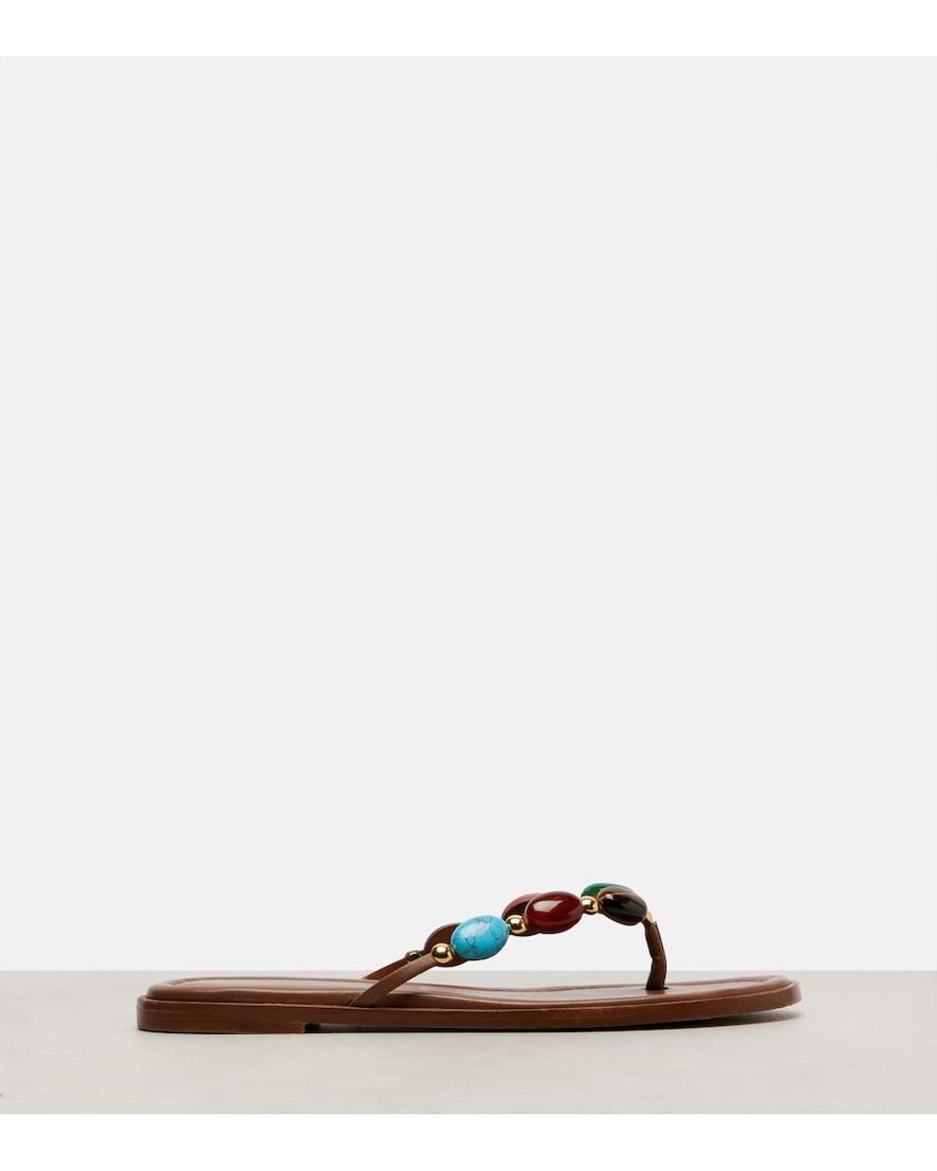 Gianvito Rossi Brown Shanti Leather Thong Sandals
