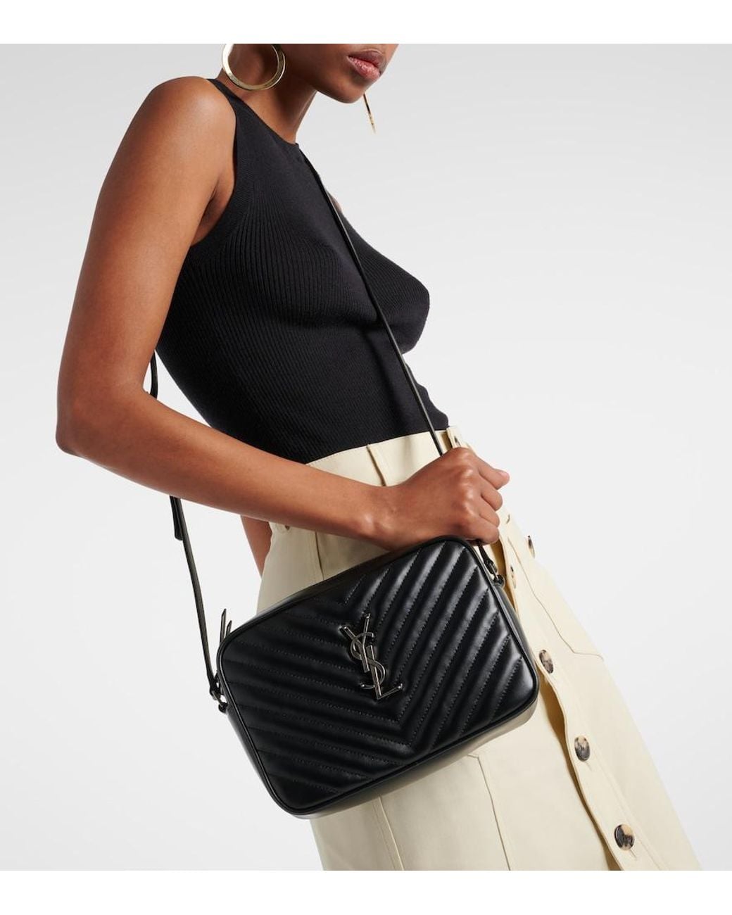 Saint Laurent Black Lou Quilted Leather Camera Bag