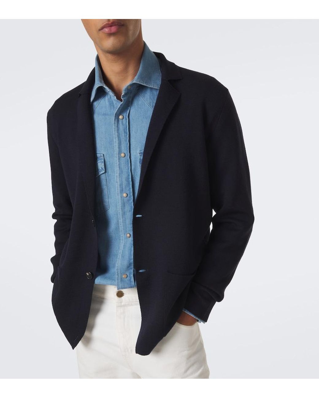Slowear Blue Virgin Wool Cardigan for men
