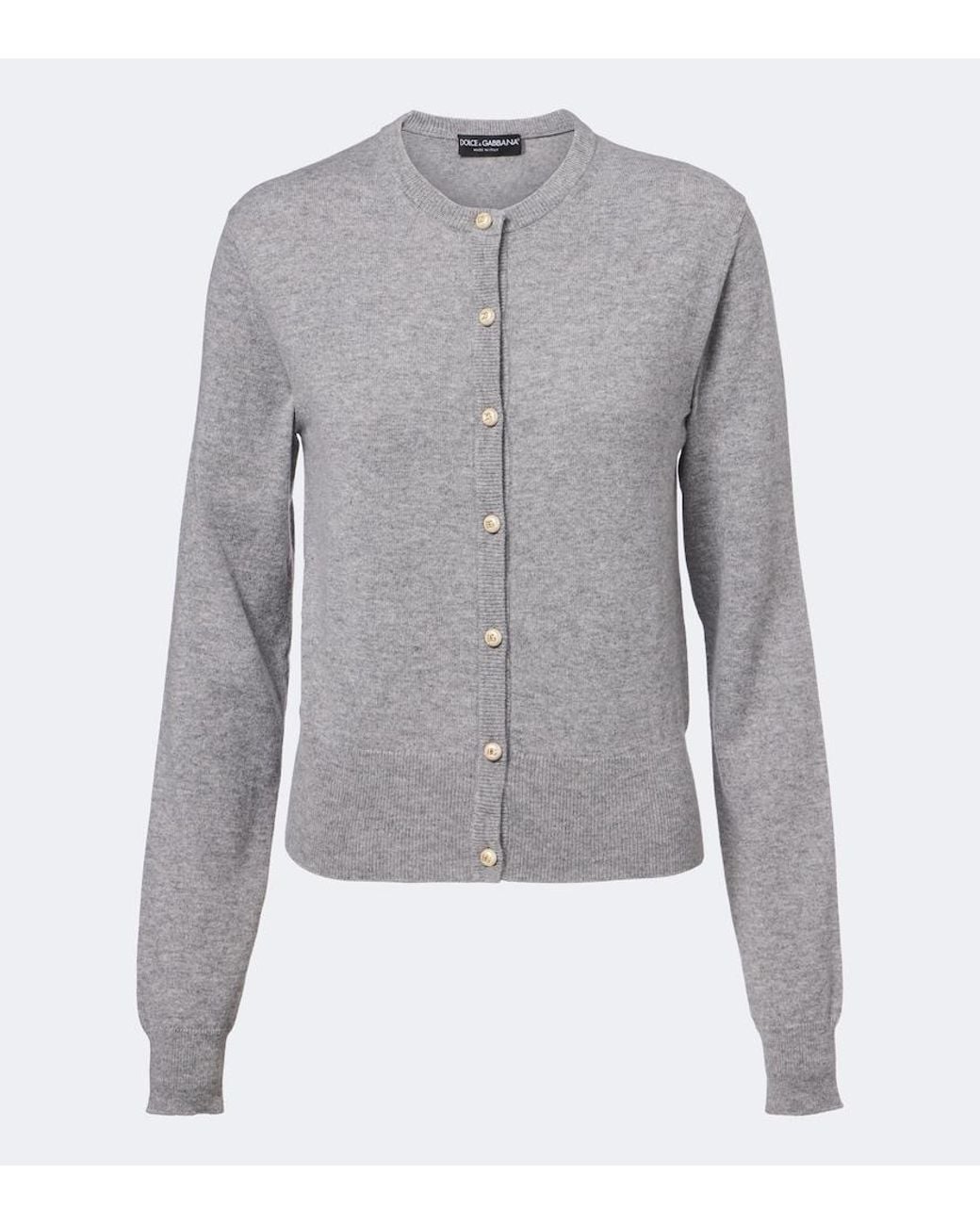 Dolce & Gabbana Gray Embellished Cashmere Cardigan