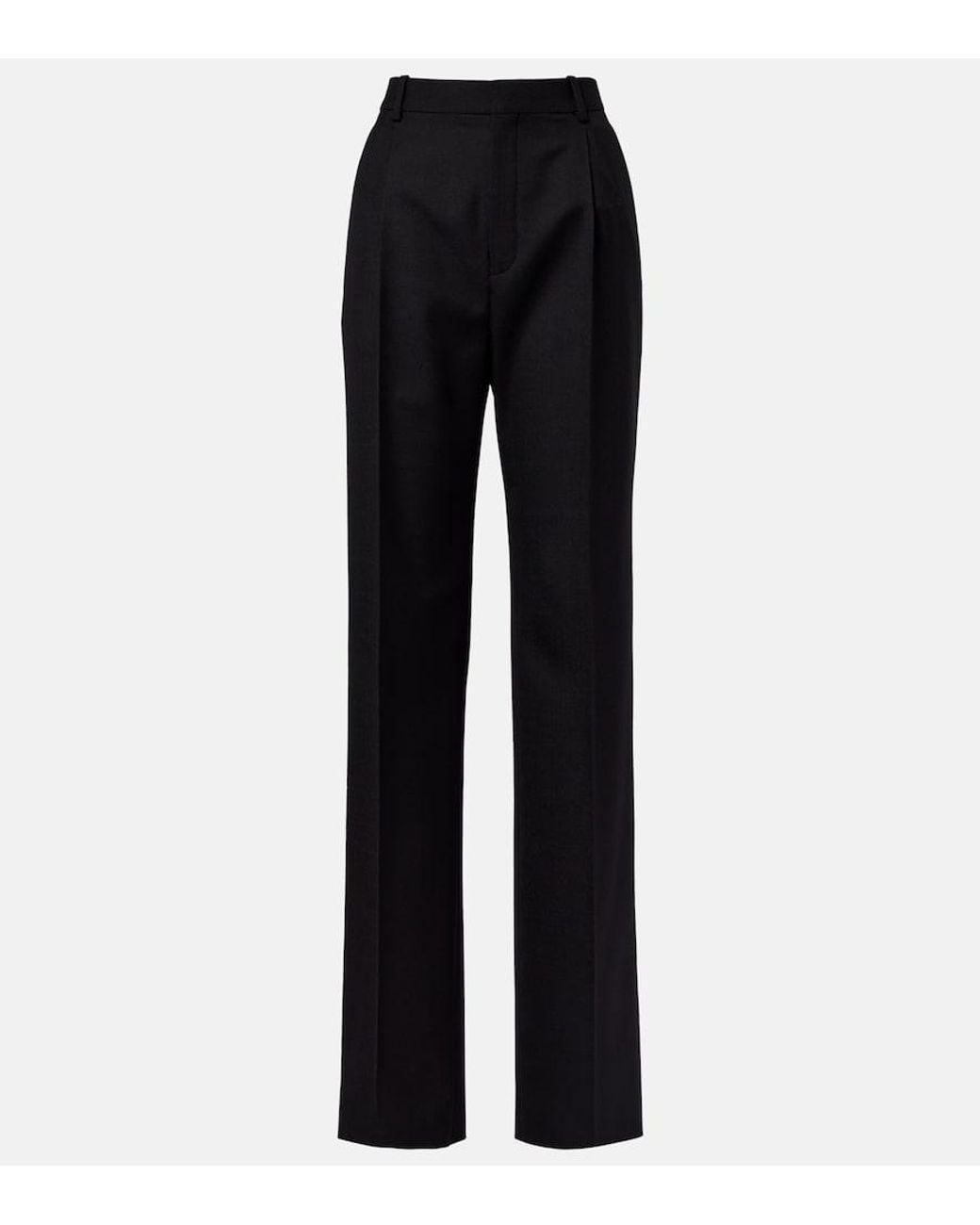 Saint Laurent Black Wool Wide-Leg Pants