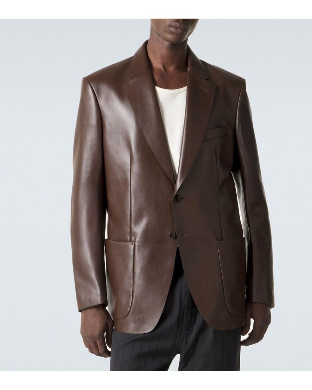 Tom Ford Brown Leather Blazer for men