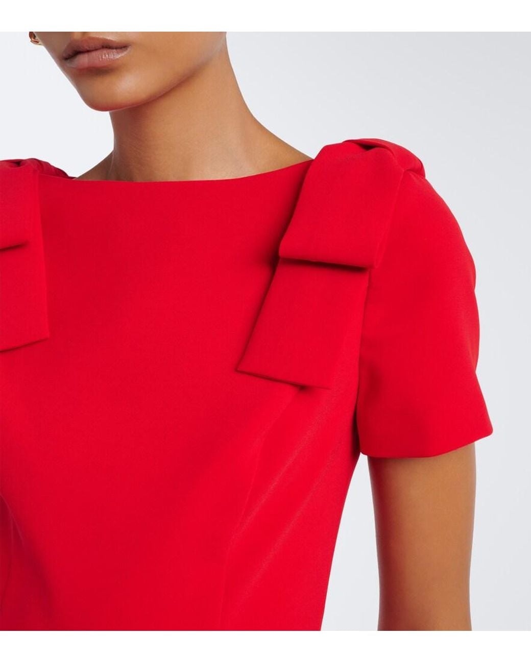 Carolina Herrera Red Bow-Detail Crepe Midi Dress
