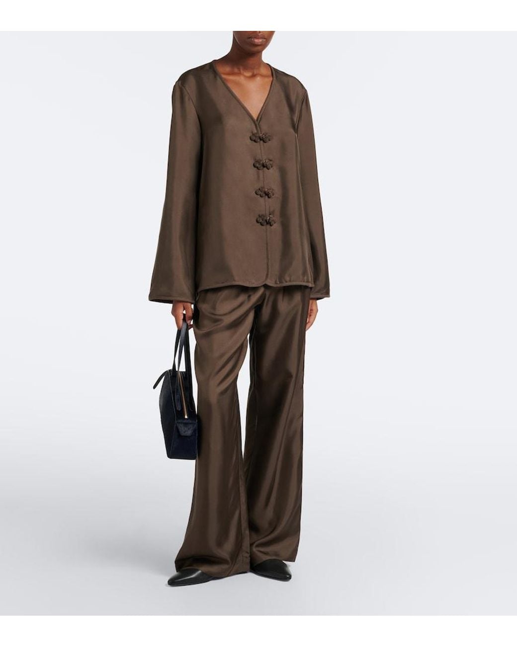 Rohe Brown Oversized Silk Blouse