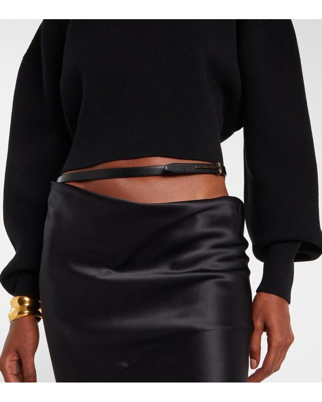 Tom Ford Black Cropped Wool And Cashmere-Blend Sweater