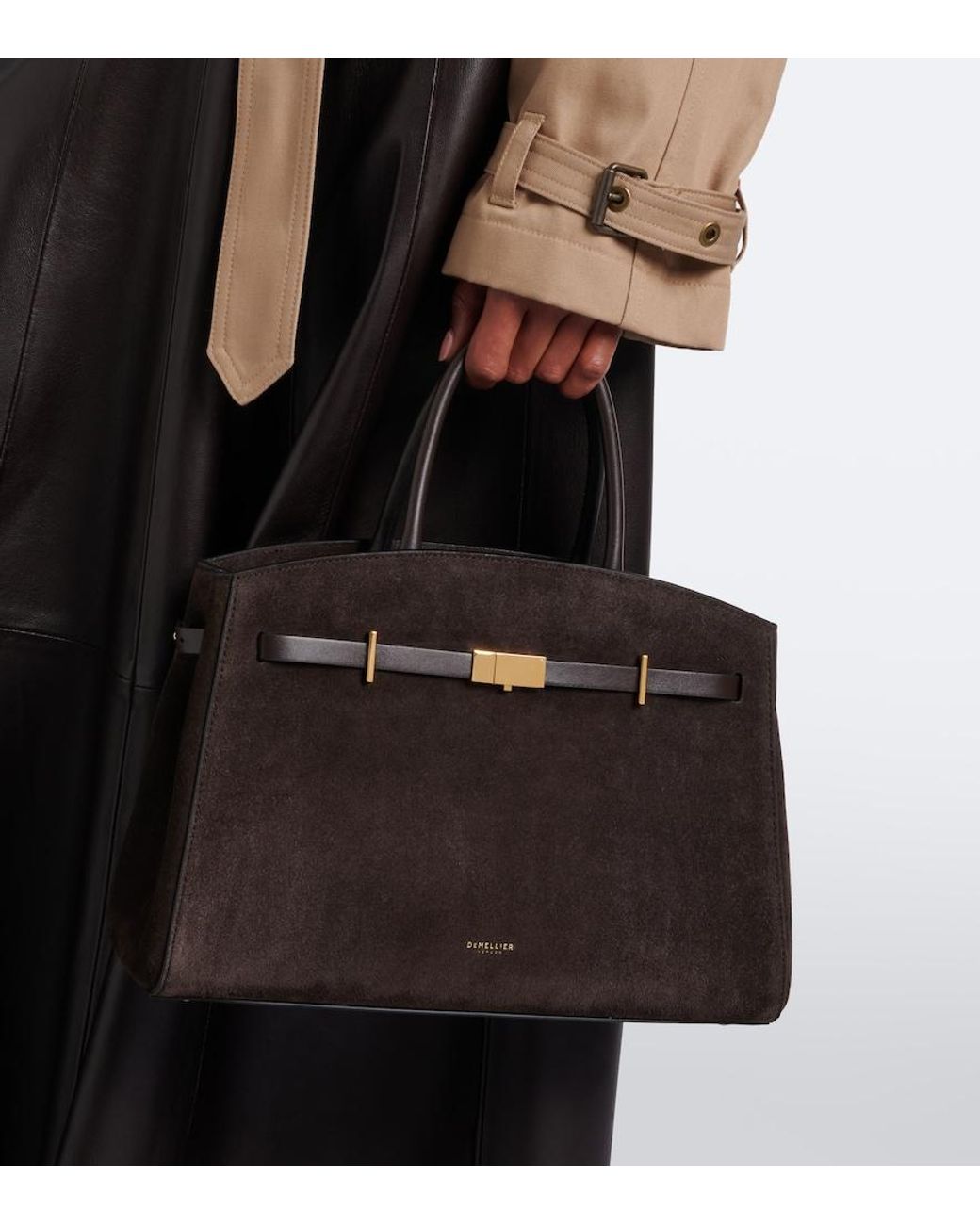 DeMellier London Black Hudson Midi Suede Tote Bag