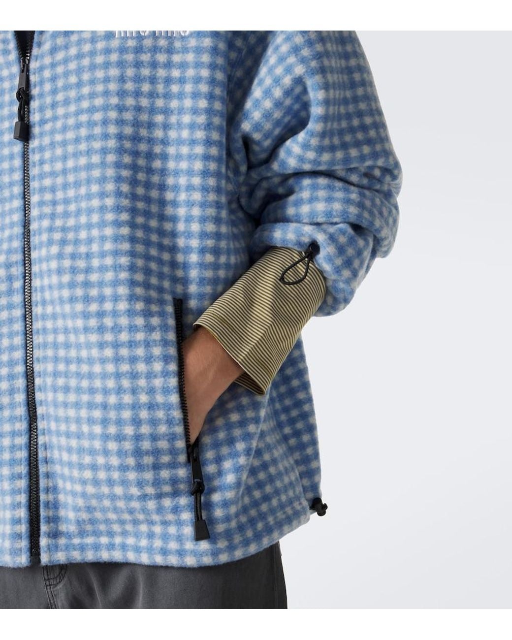 Miu Miu Blue Gingham Fleece Jacket for men