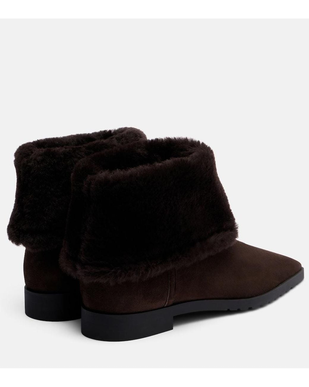 Totême Black Shearling-Lined Suede Ankle Boots