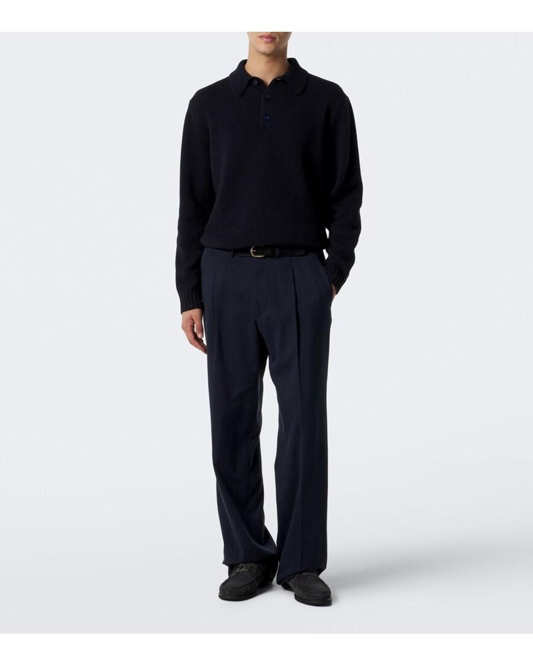 Saman Amel Blue Sander Cashmere Polo Sweater for men