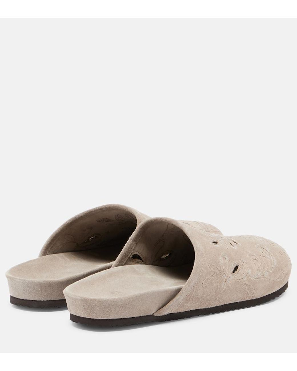 Brunello Cucinelli White Sequined Suede Slides