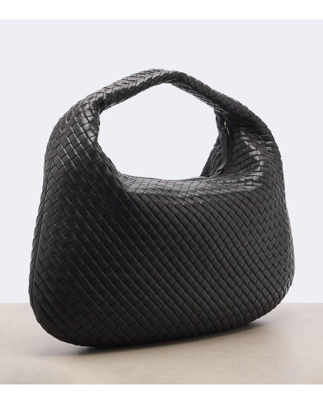 Bottega Veneta Black Maxi Veneta Intrecciato Leather Shoulder Bag