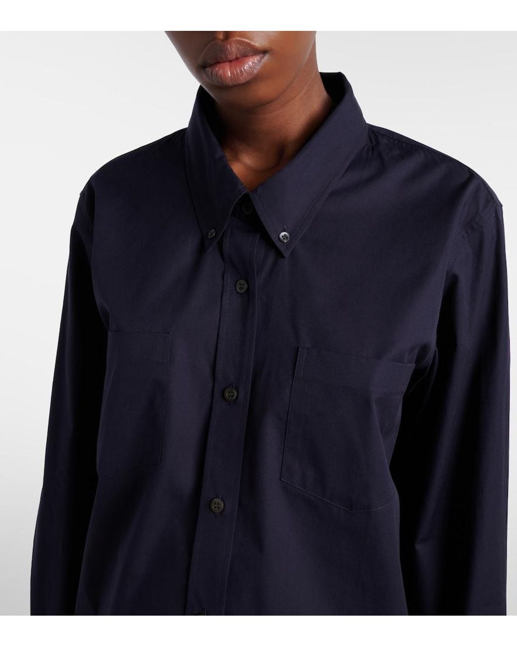 Dries Van Noten Blue Oversized Cotton Poplin Shirt