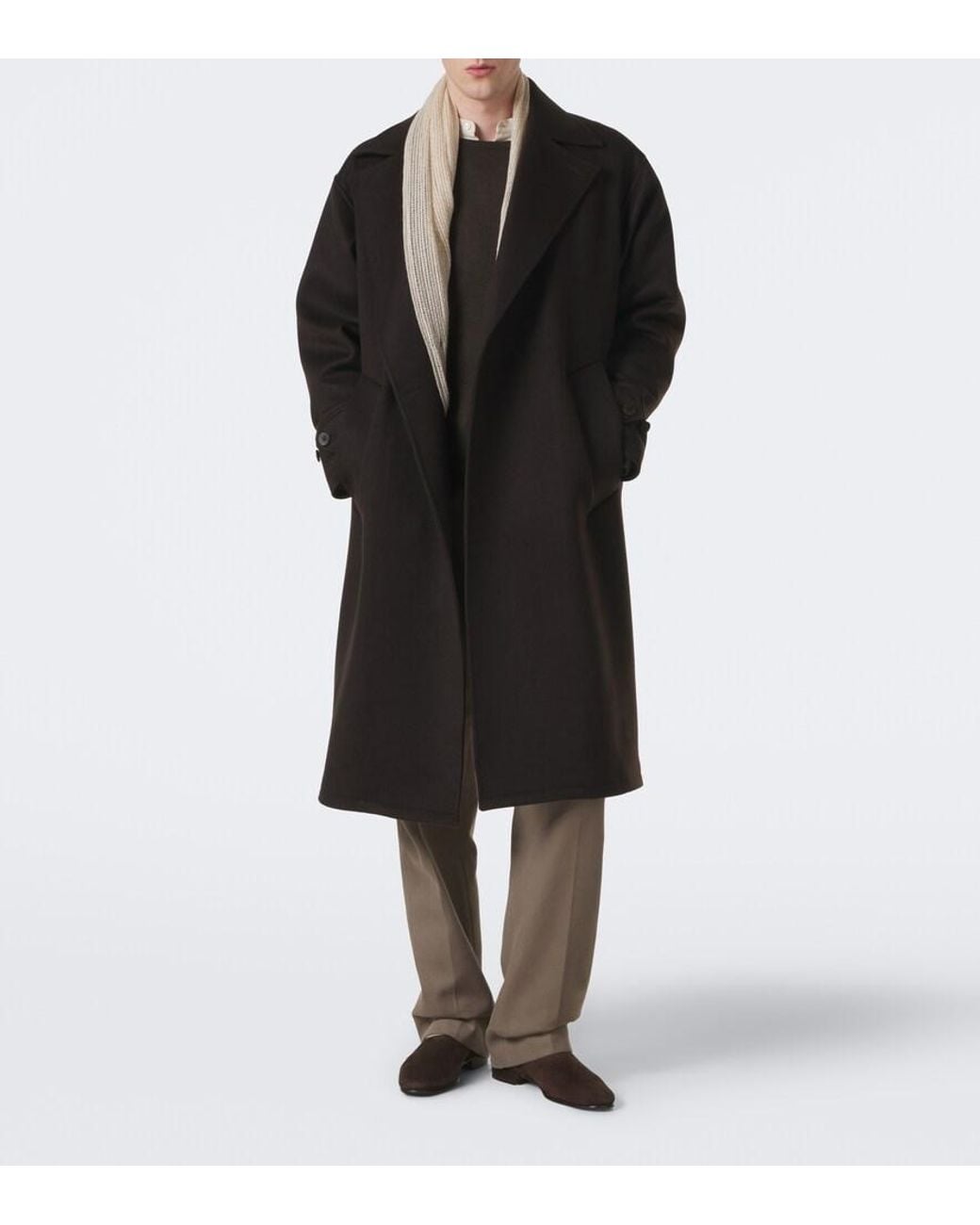 STÒFFA Black Double-Breasted Cashmere Coat for men