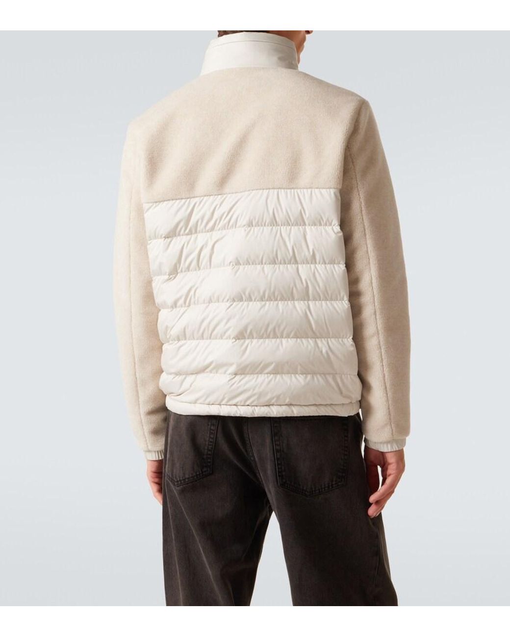 Moncler White Mistral Fleece-Paneled Down Jacket for men