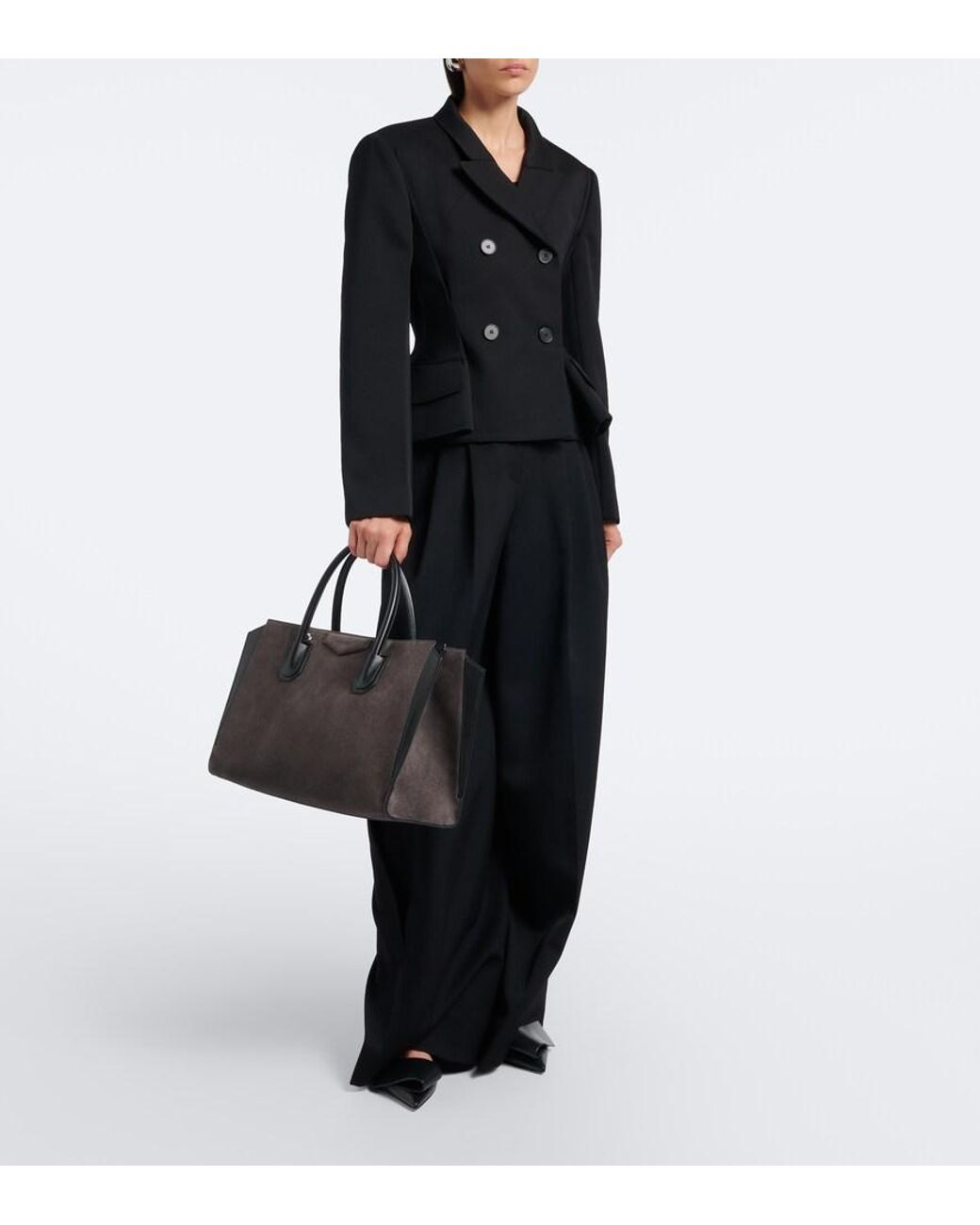 Givenchy Black Antigona Catchall Medium Suede Tote Bag