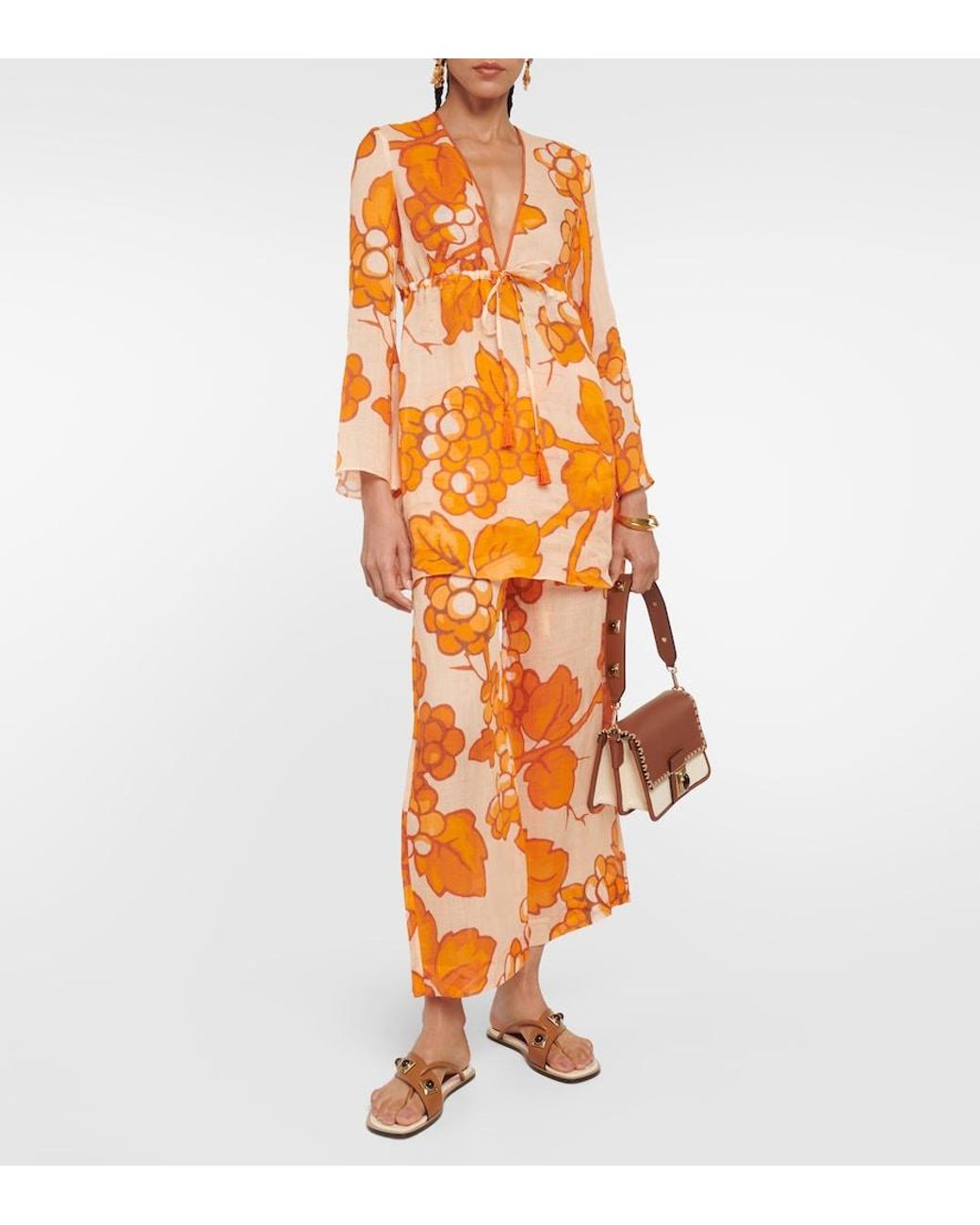 Etro Orange Printed Ramie Tunic