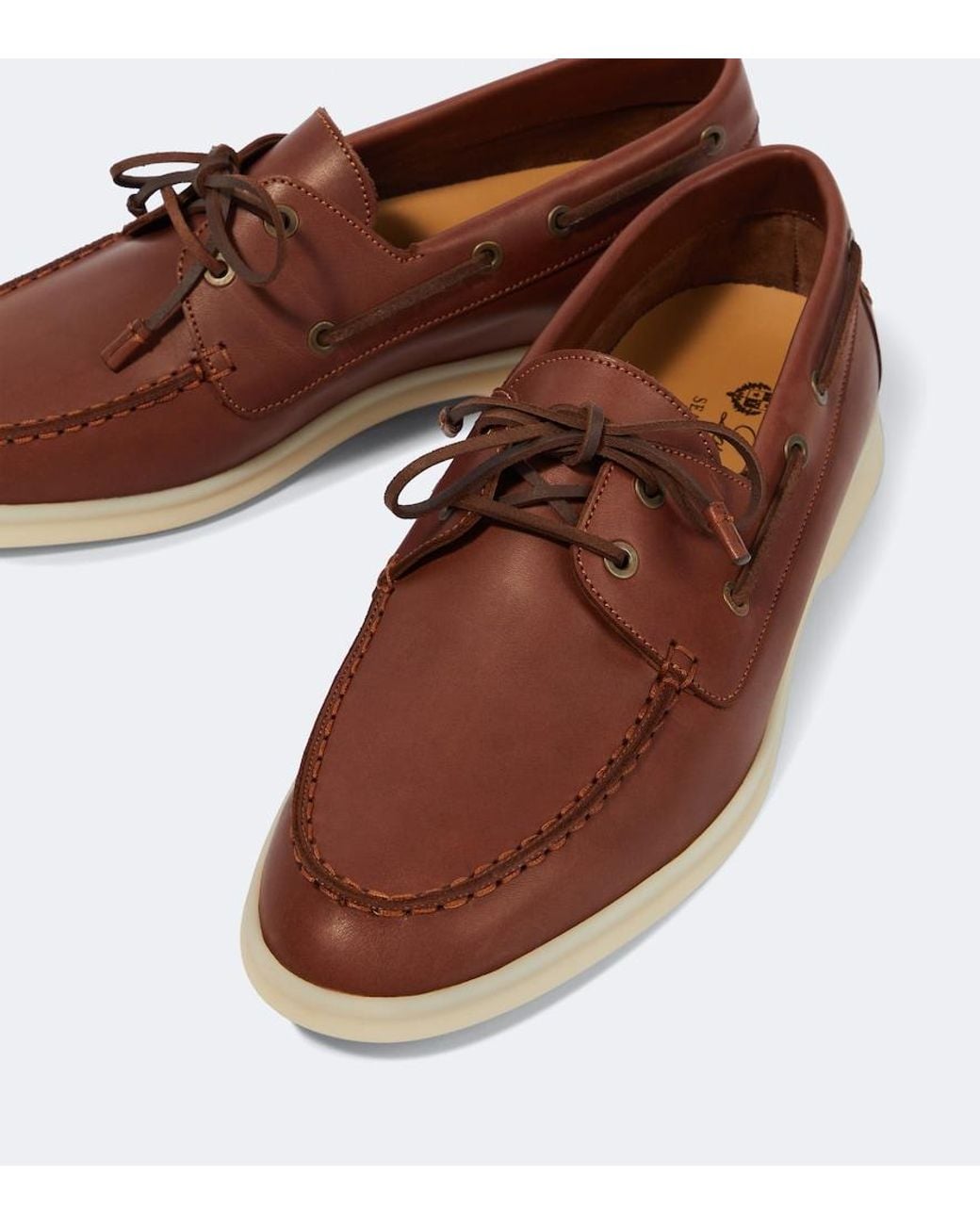 Loro Piana Brown Sea-Sail Walk Leather Loafers for men