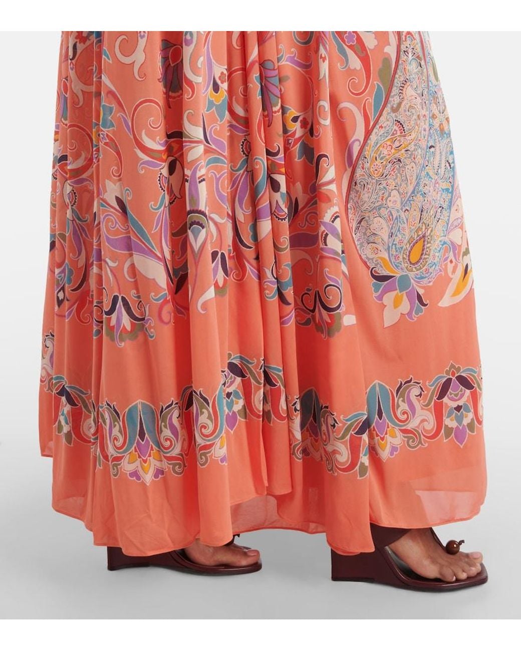 Etro Red Paisley Caped Gown
