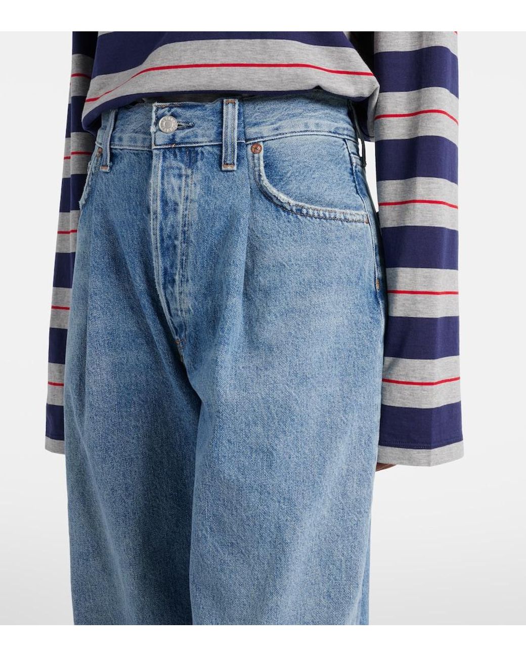 Agolde Blue Franka Mid-Rise Wide-Leg Jeans