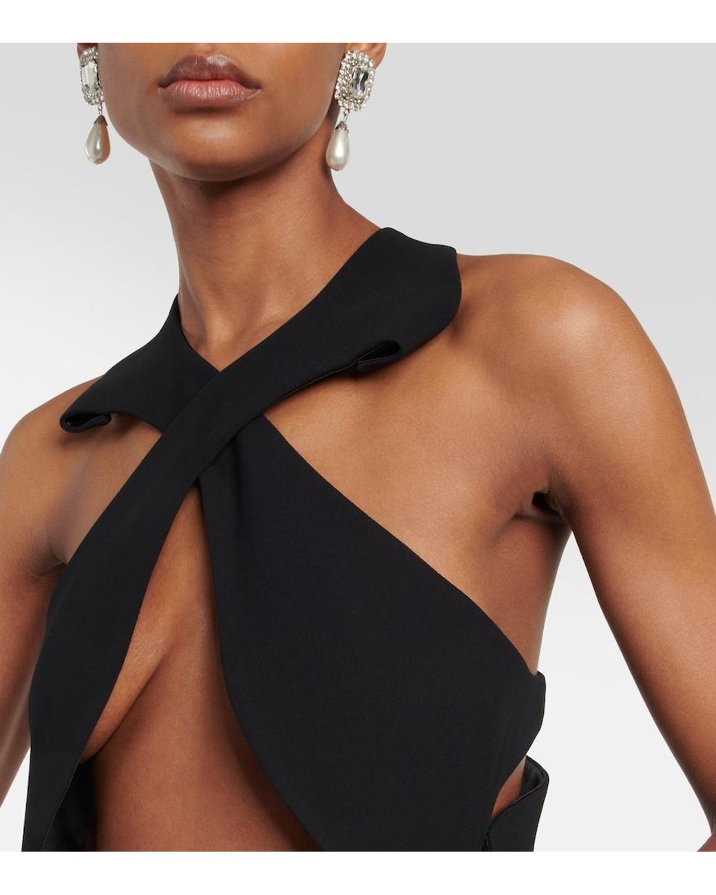 Maticevski Black Cross Leaf Halterneck Cutout Top