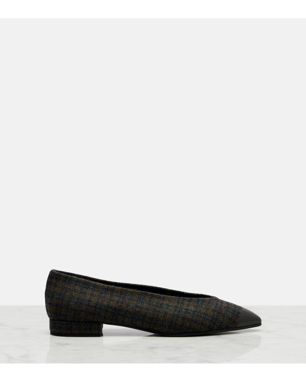 Loro Piana Black Ballerinas Rebecca Aus Tweed Mit Leder