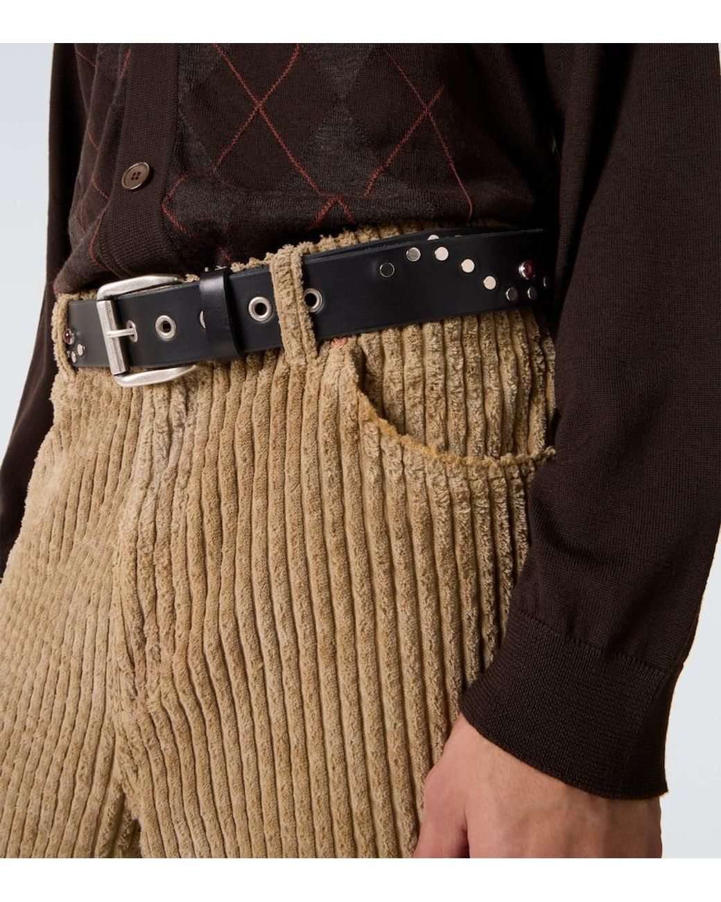 Our Legacy Black Vortex Embellished Leather Belt for men