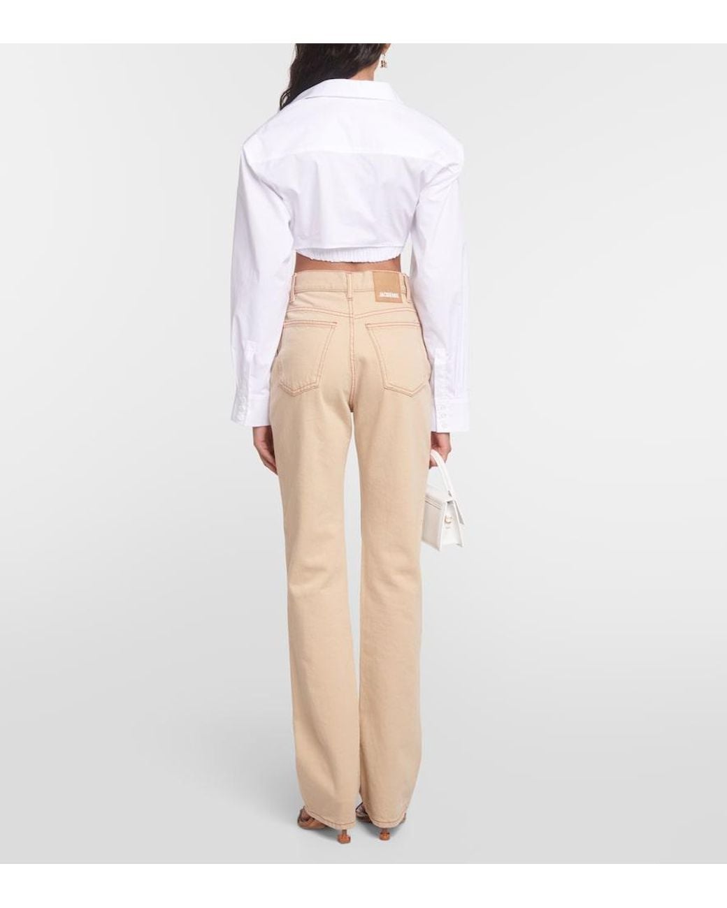 Jacquemus White La Chemise Bahia Cotton-Blend Cropped Top
