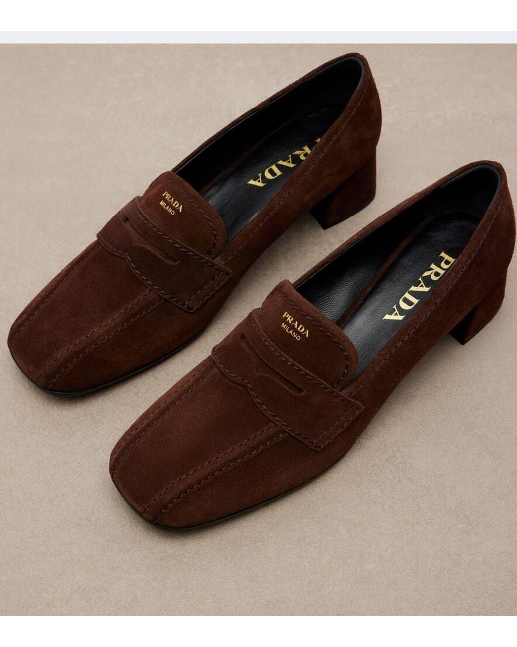 Prada Brown Suede Loafer Pumps