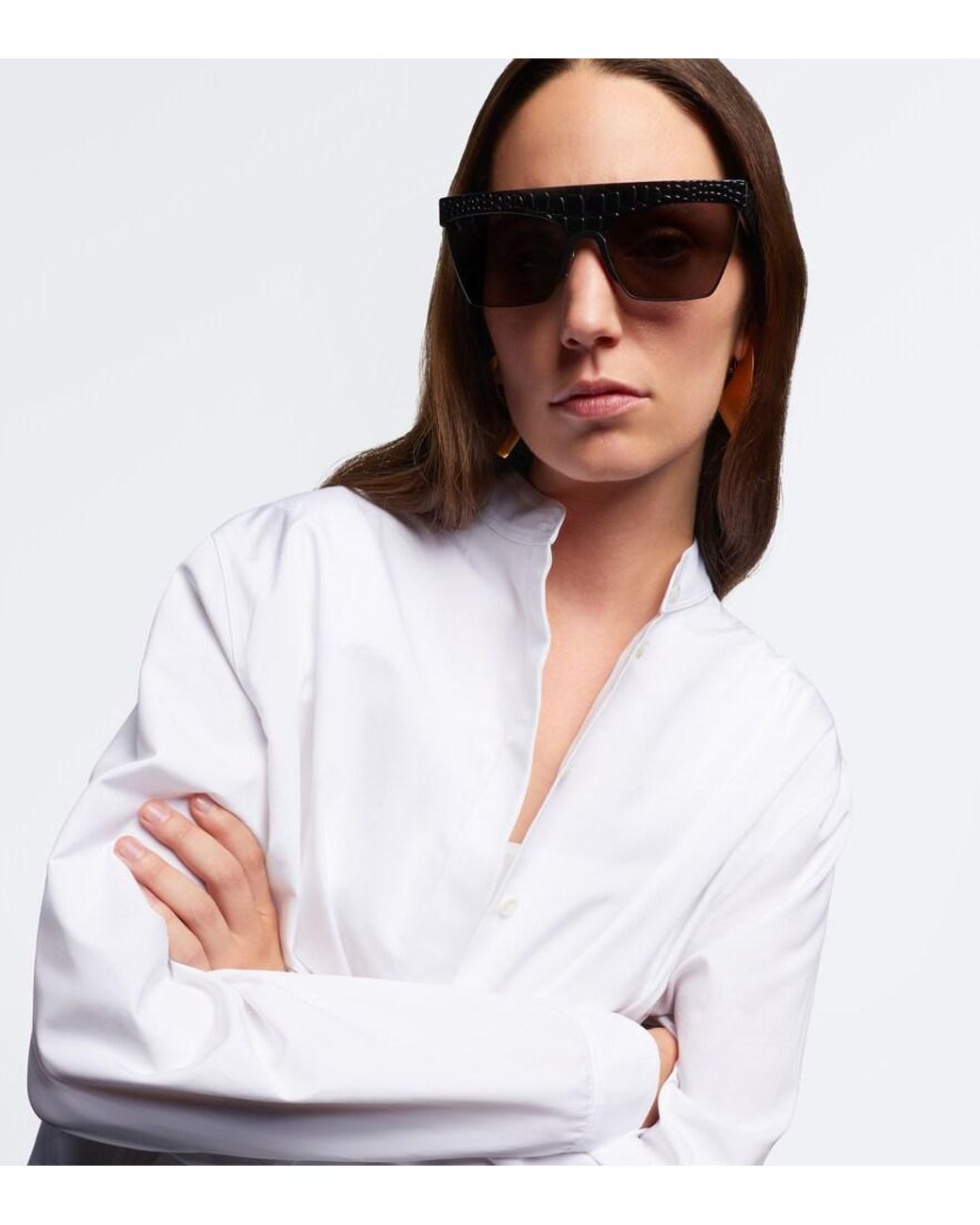 Alaïa Black Croc-Effect Flat-Top Sunglasses