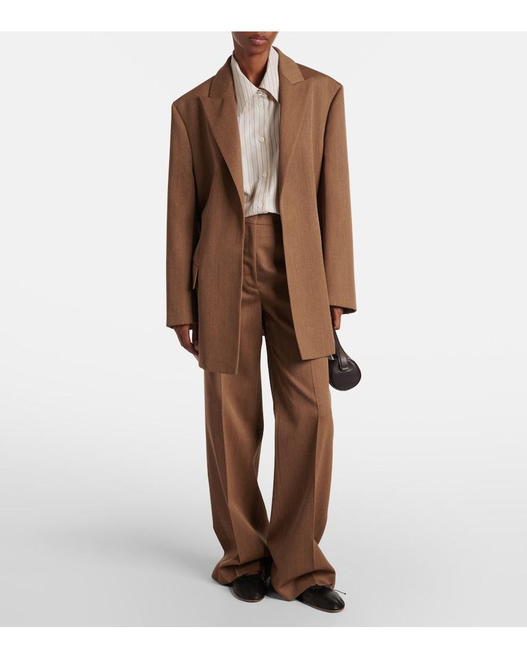FFORME Brown Agel High-Rise Virgin Wool Wide-Leg Pants