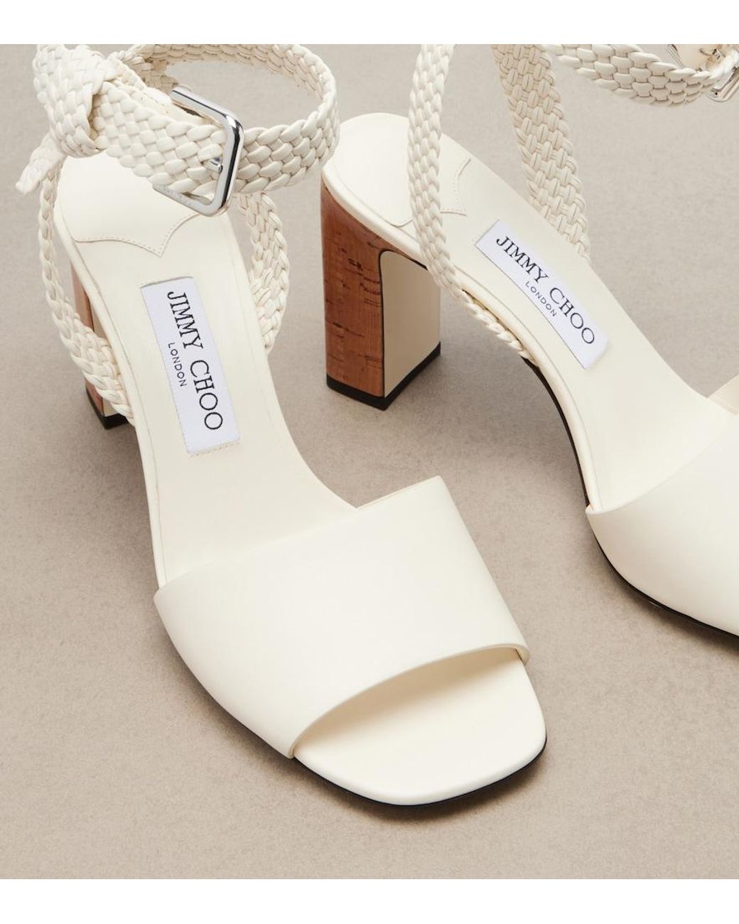 Jimmy Choo White Rori Braided Leather Sandals