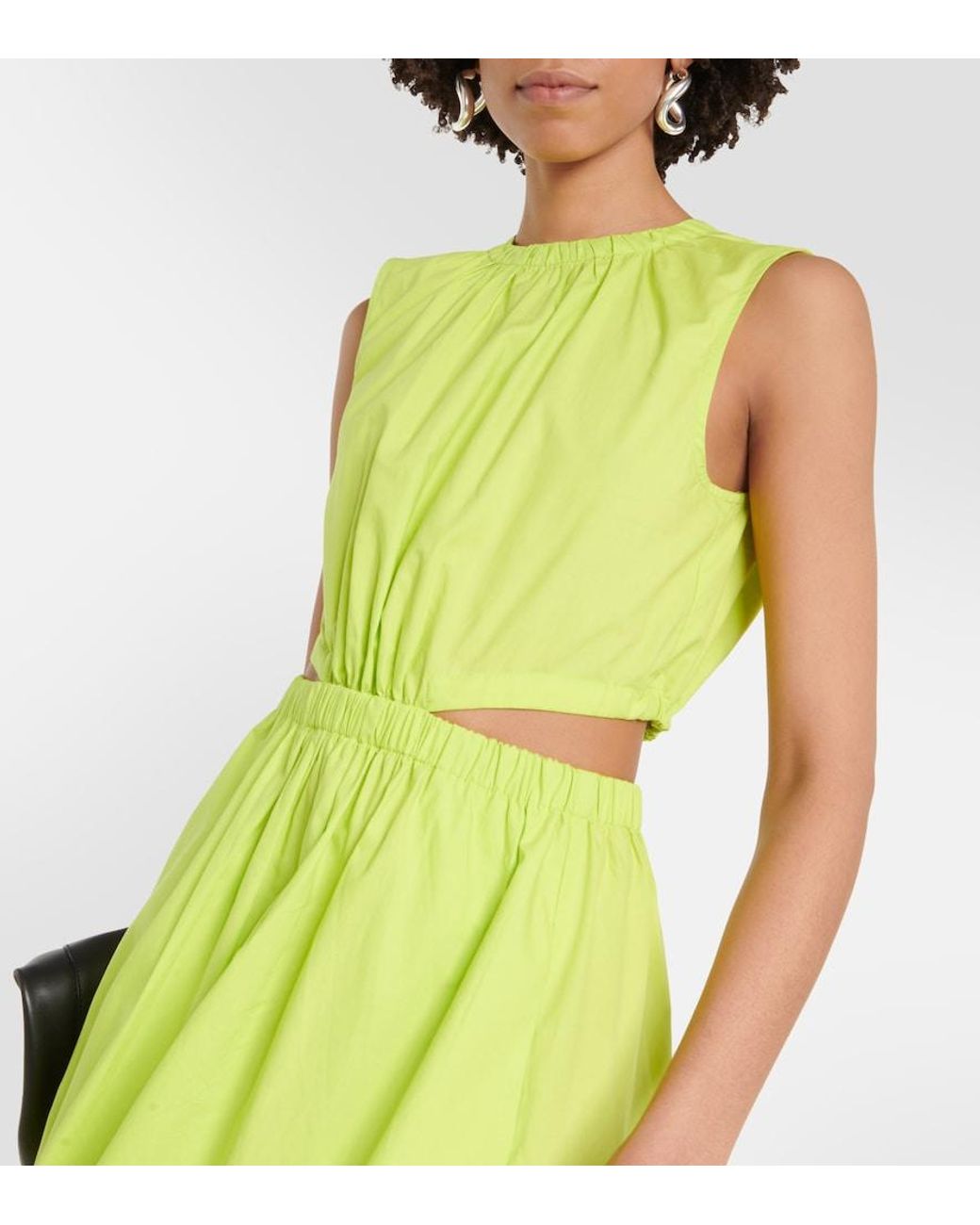 Proenza Schouler Green Cutout Cotton Midi Dress
