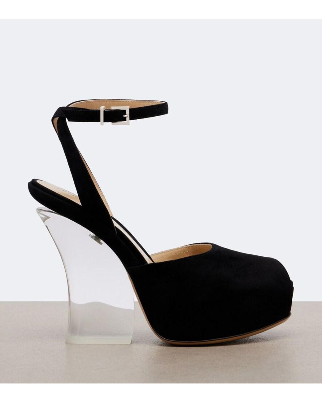 Fendi Black Suede Platform Peep-Toe Pumps