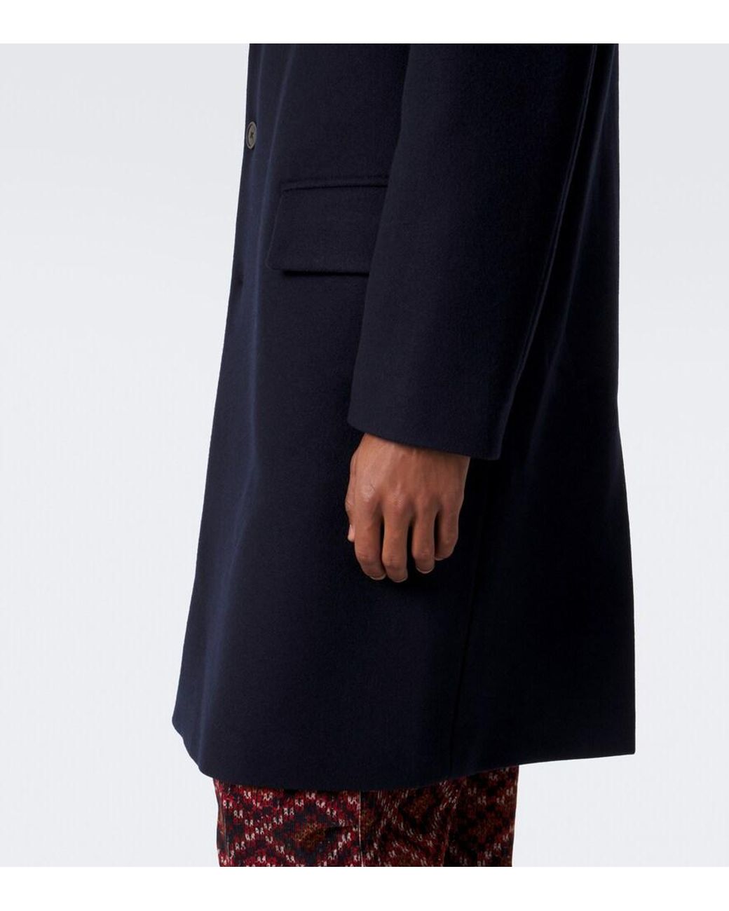 Dries Van Noten Blue Wool-Blend Coat for men
